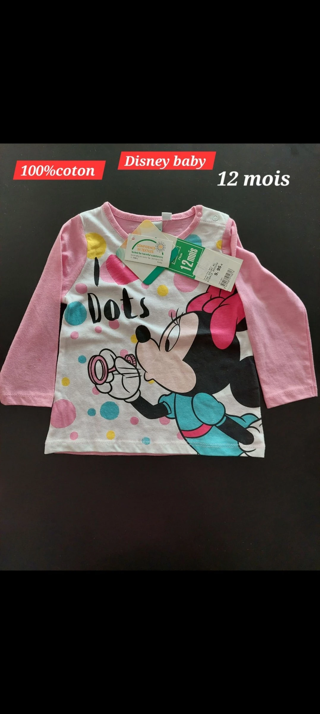 Haut rose Minnie 12 mois 